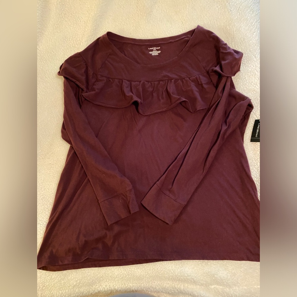 Lane Bryant 22/24 Burgundy,  pullover long sleeved shirt.  NWT